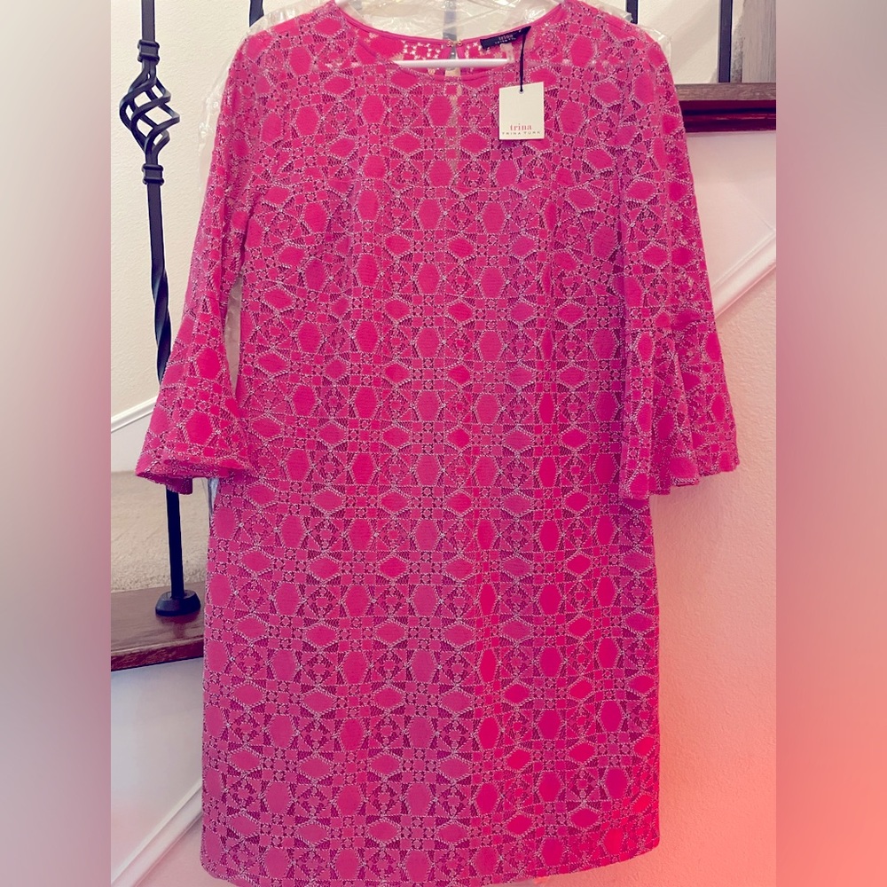 Trina Turk Sz 6 Pink Lace Shift Dress New